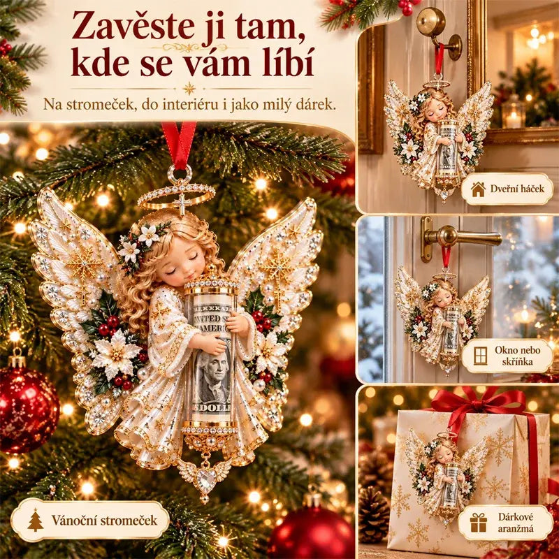 🎁Cena za 5dílnou sadu je 680 českých korun.✨Vánoční ozdoba na držák peněz s andělem