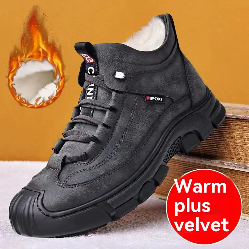[🔥 Žhavý výprodej] Pánské teplé boty z tlustého fleecu, podzim/zima 2025, volnočasové kožené boty