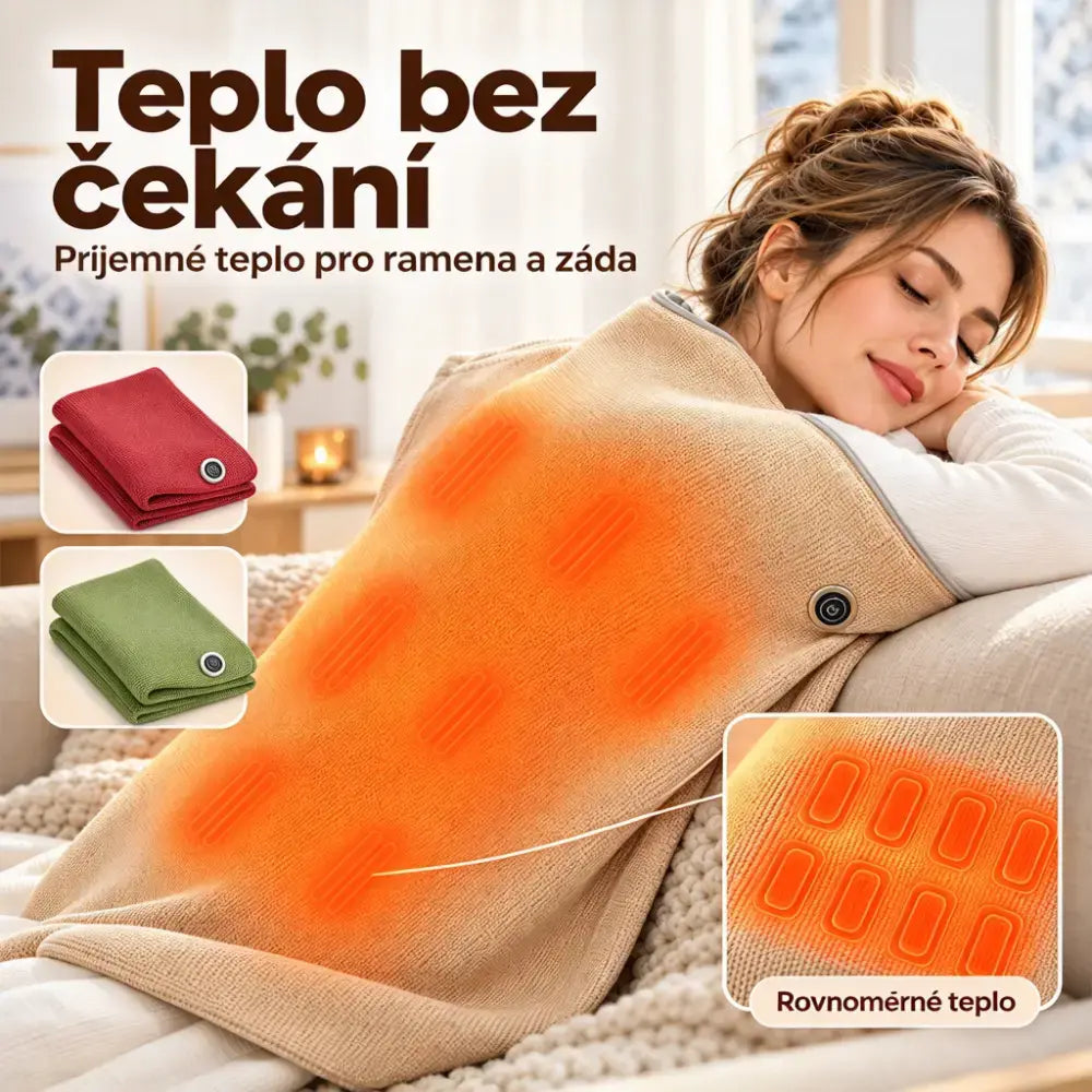🔋🧣Pratelný přenosný elektrický vyhřívaný šál