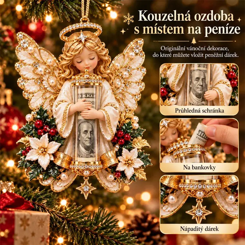 🎁Cena za 5dílnou sadu je 680 českých korun.✨Vánoční ozdoba na držák peněz s andělem