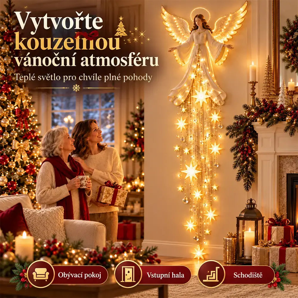 🎄💡Nástěnné svítidlo Starfall „Andělské požehnání“ – vánoční nástěnná dekorace