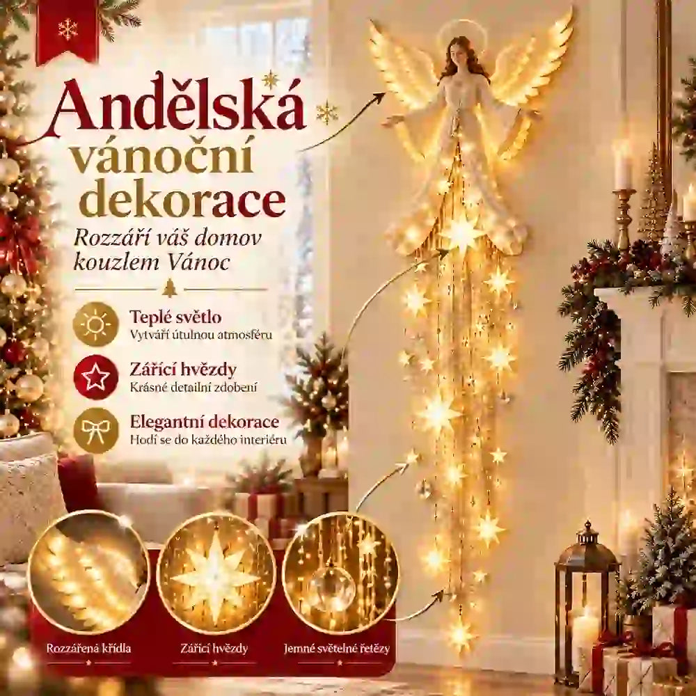 🎄💡Nástěnné svítidlo Starfall „Andělské požehnání“ – vánoční nástěnná dekorace