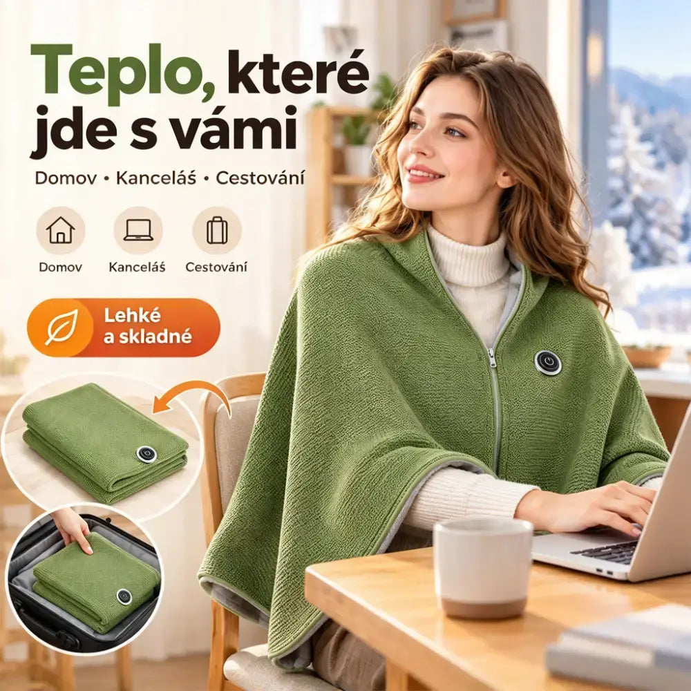 🔋🧣Pratelný přenosný elektrický vyhřívaný šál
