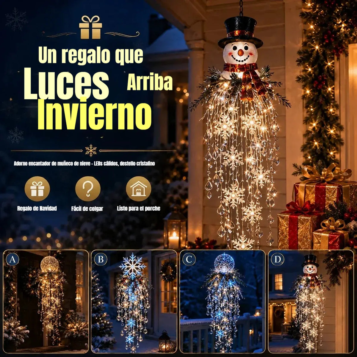 🔥 DNES SLEVA 50 % 🎅 Vánoční závěsná LED lampa se sněhovou vločkou a křišťálem | Kouzelná záře na verandu ✨