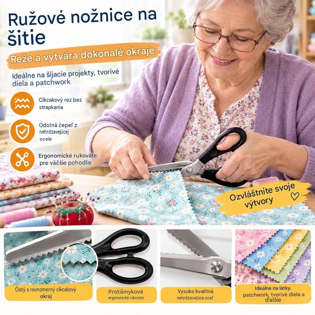 2 položky za 580 českých korun！ Profesionální vroubkované nůžky – Ostré vroubkované nůžky na látku